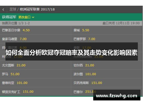 如何全面分析欧冠夺冠赔率及其走势变化影响因素